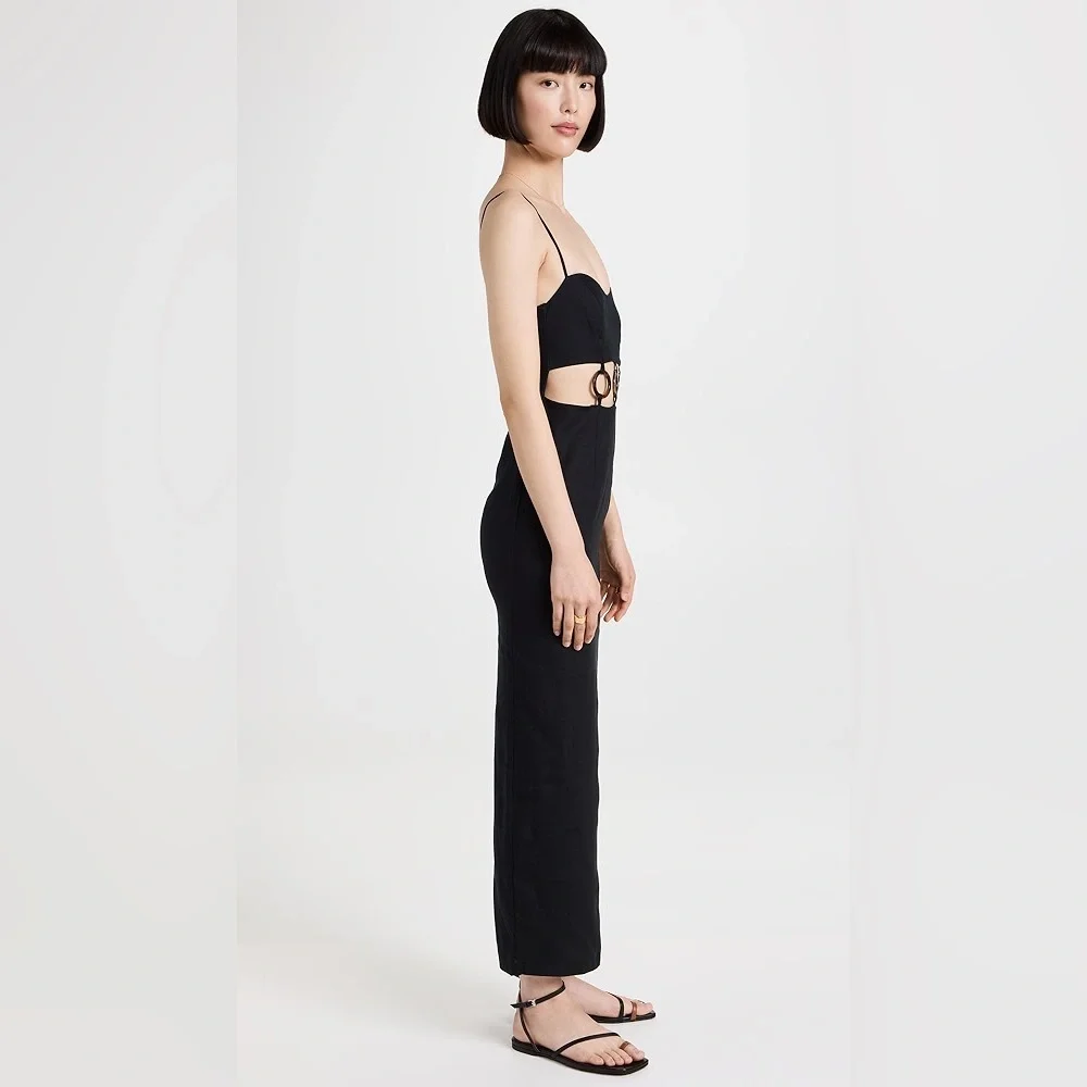 💫HP‼️💫 NWT Revolve RUMER 100% Linen “Bridget” Ring Maxi in Black, Size Large - Picture 4 of 17